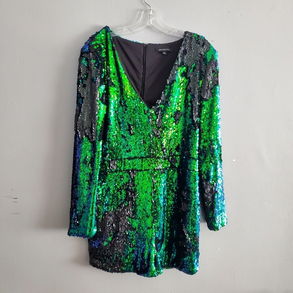 HaoDuoYi Women's Sparkly Sequin Deep V Neck Romper - Picture 4 of 14